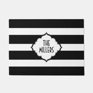 White And Black Stripes Pattern Doormat