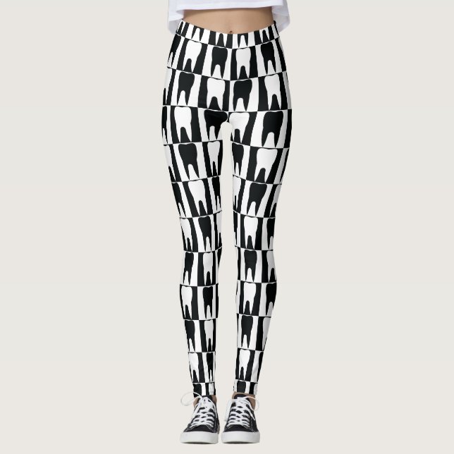 White and black teeth pattern leggings (Front)
