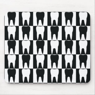 White and black teeth pattern mouse pad