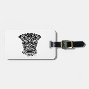 White And Black Tiki Mask Luggage Tag