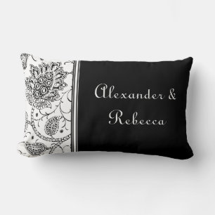 White and Black Toile Personalised Name Pillow