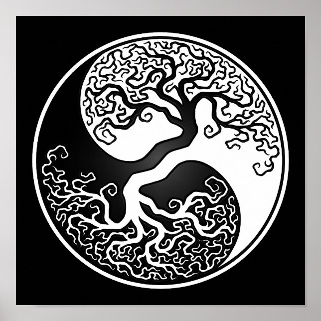 White and Black Tree of Life Yin Yang Poster (Front)