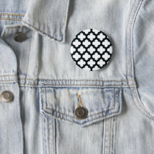 White and Black Trellis, Lattice, Quatrefoil 6 Cm Round Badge