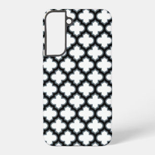 White and Black Trellis, Lattice, Quatrefoil Samsung Galaxy Case