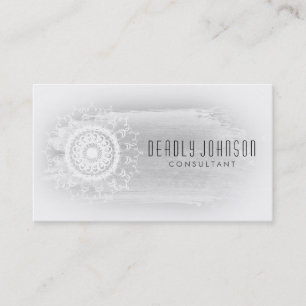 White and Black Watercolor Damask Simple Plain Business Card