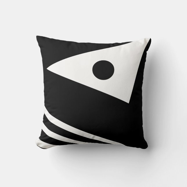 White and Black Wave Decor  throw pillow (Front)