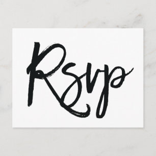 White And Black Wedding RSVP Postcards