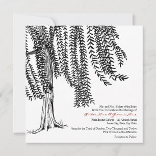 White and Black Willow Tree Wedding Invitation