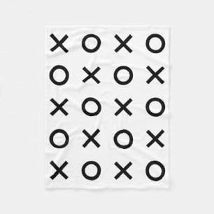 White and Black Xs and Os Fleece Blanket