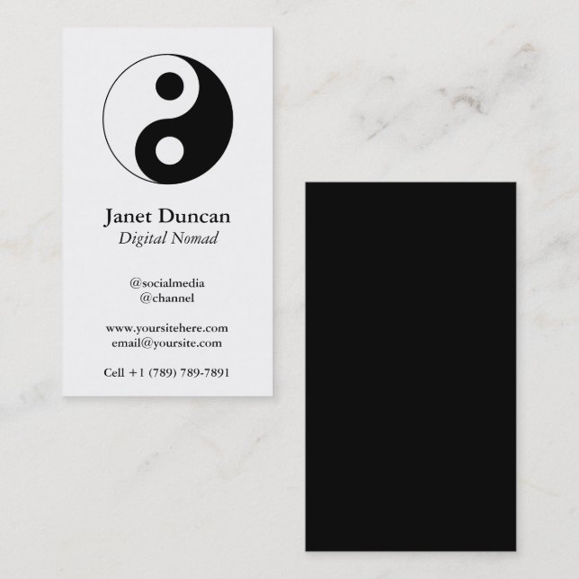 White and Black Yin and Yang Symbol Business Card (Front/Back)