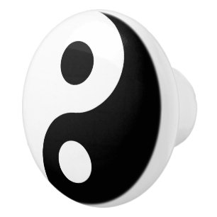 White and Black Yin and Yang Symbol Ceramic Knob