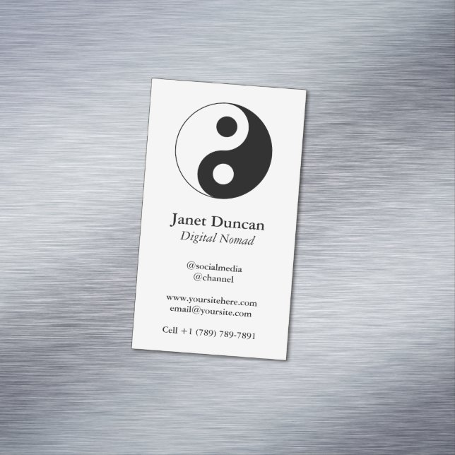 White and Black Yin and Yang Symbol Magnetic Business Card (In Situ)