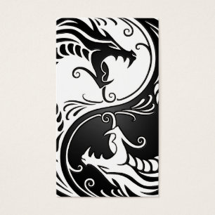 White and Black Yin Yang Dragons