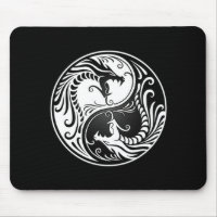 White and Black Yin Yang Dragons