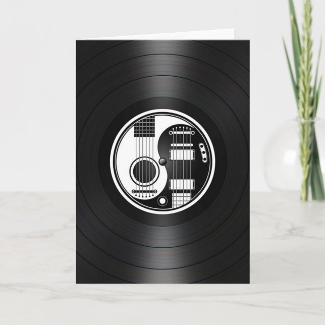 White and Black Yin Yang Guitars Vinyl Graphic Card (Front)