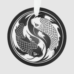 White and Black Yin Yang Koi Fish Ornament