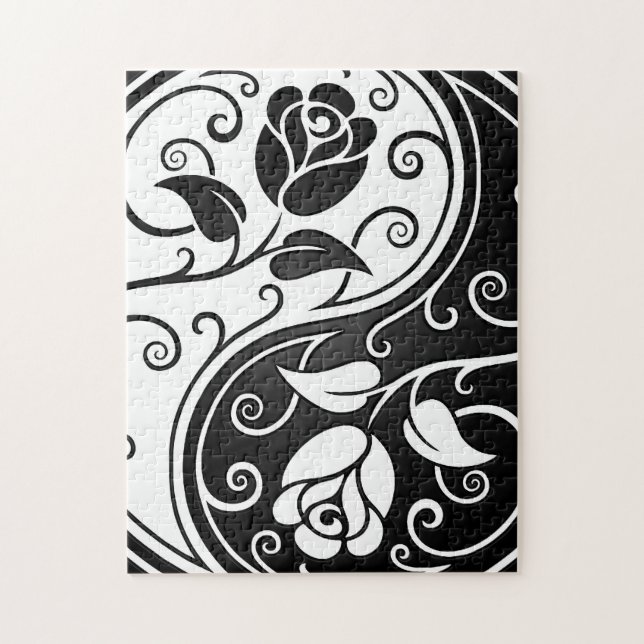 White and Black Yin Yang Roses Jigsaw Puzzle (Vertical)