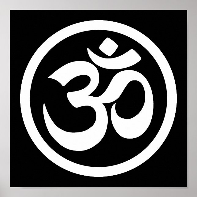 White and Black Yoga Om Circle Poster (Front)