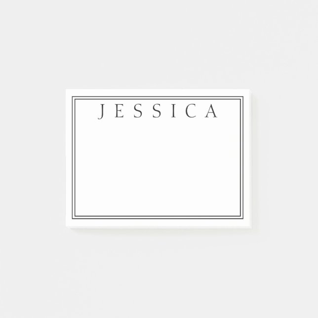 White and Black | Your Name Post-it Notes (Front)