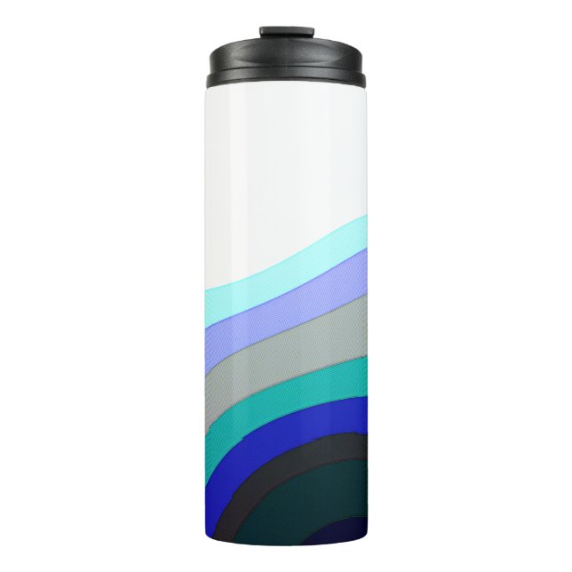 White And Blue Abstract Art 920 Thermal Tumbler (Front)