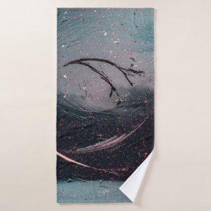 White and blue abstract painting bath towel
