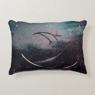 White and blue abstract painting decorative cushion