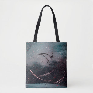 White and blue abstract painting tote bag