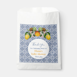 White and Blue Amalfi Lemons Italy Baby Shower  Favour Bag