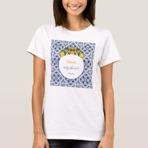 White and Blue Amalfi Lemons Italy Baby Shower T-Shirt
