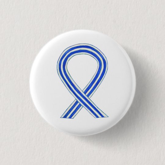 White and Blue Awareness Ribbon Custom ALS Buttons