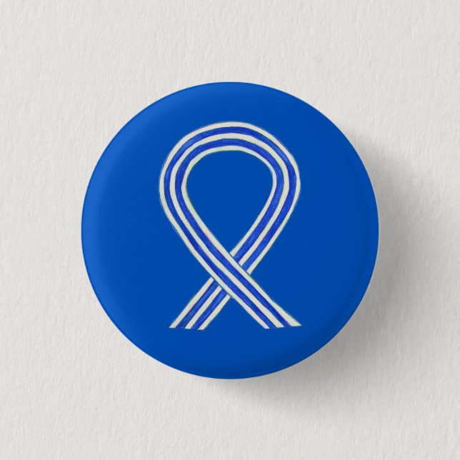 White and Blue Awareness Ribbon Custom ALS Buttons (Front)