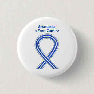 White and Blue Awareness Ribbon Custom ALS Buttons