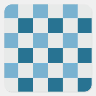 White And Blue Checkerboard Pattern  Square Sticke Square Sticker