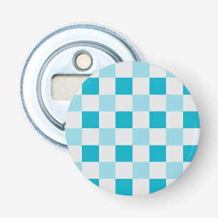 White And Blue Chequerboard Pattern Bottle Opener