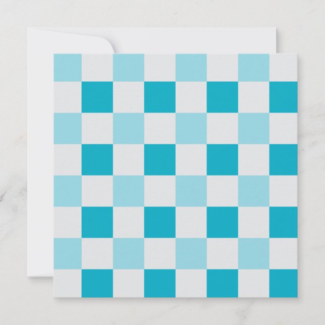 White And Blue Chequerboard Pattern  Card (Front)