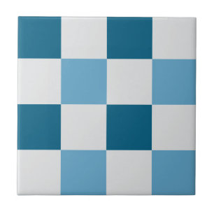 White And Blue Chequerboard Pattern Ceramic Tile