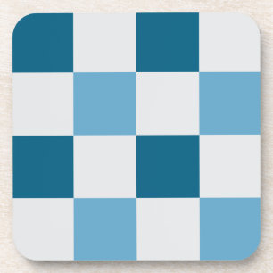 White And Blue Chequerboard Pattern Coaster