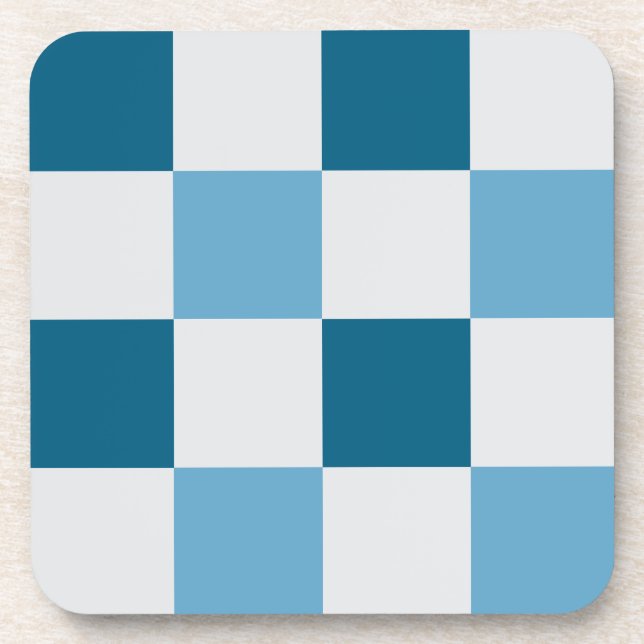 White And Blue Chequerboard Pattern  Coaster (Front)