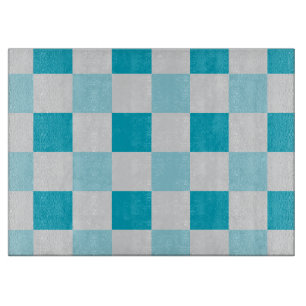 White And Blue Chequerboard Pattern Cutting Board