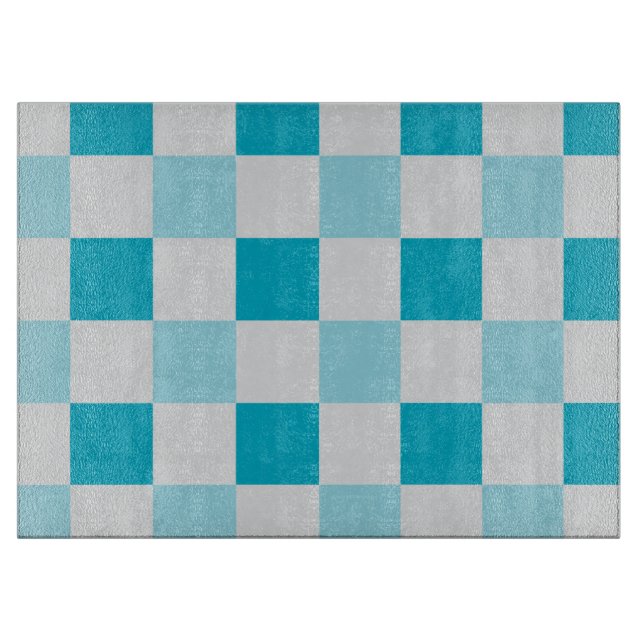 White And Blue Chequerboard Pattern Cutting Board (Front)