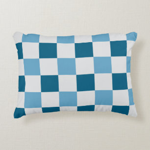 White And Blue Chequerboard Pattern Decorative Cushion