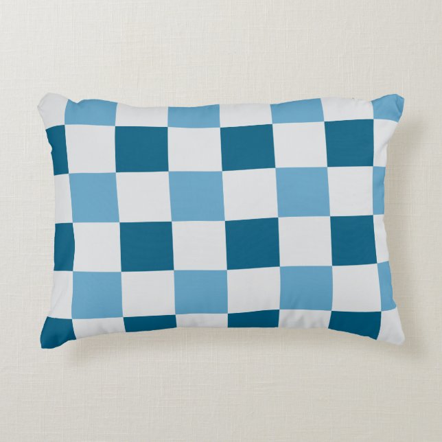 White And Blue Chequerboard Pattern  Decorative Cushion (Front)