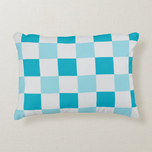 White And Blue Chequerboard Pattern Decorative Cushion