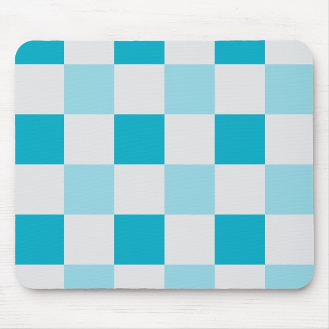 White And Blue Chequerboard Pattern  Mouse Pad (Front)