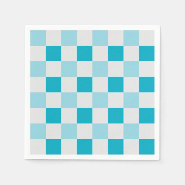 White And Blue Chequerboard Pattern Napkin (Front)