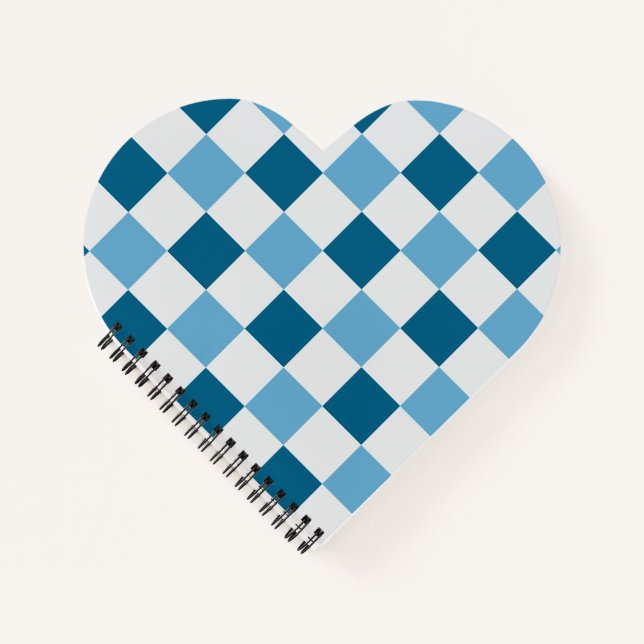 White And Blue Chequerboard Pattern  Notebook (Front)
