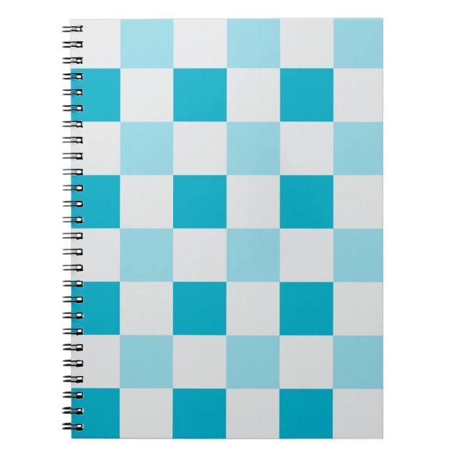 White And Blue Chequerboard Pattern  Notebook (Front)