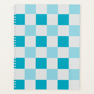 White And Blue Chequerboard Pattern Planner
