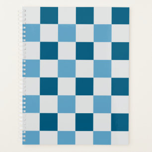 White And Blue Chequerboard Pattern  Planner