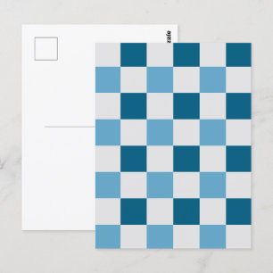 White And Blue Chequerboard Pattern Postcard